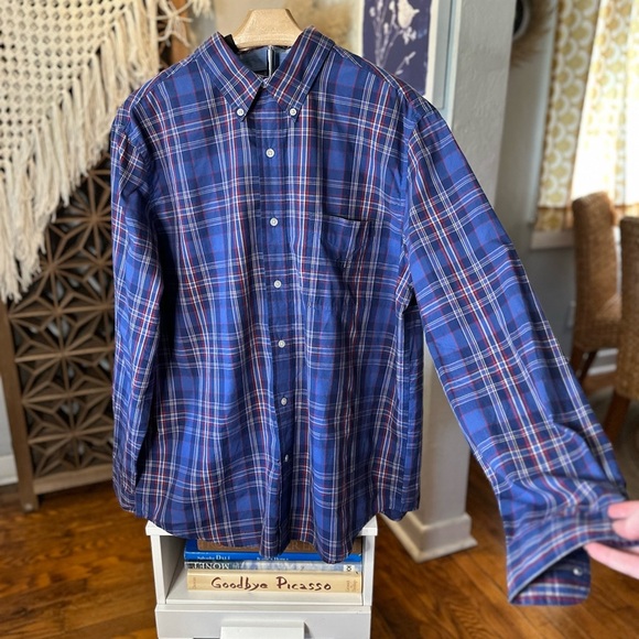 Chaps Blue and Red Plaid Button Down Long Sleeve Shirt - Picture 2 of 8